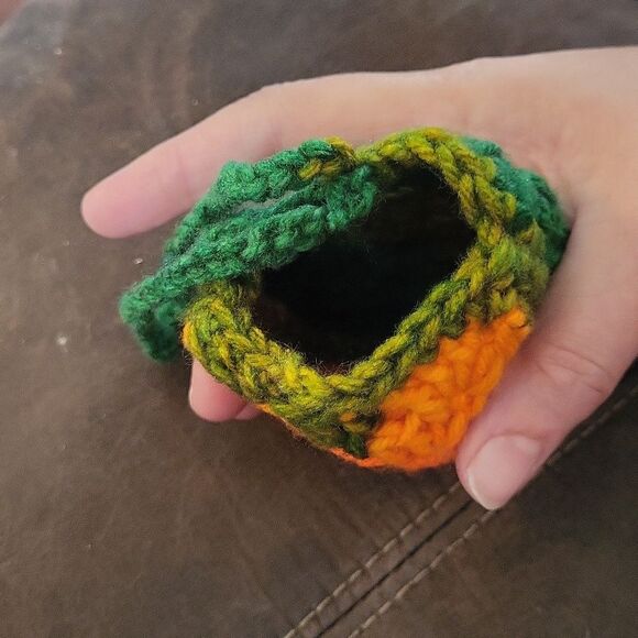 Handmade Crochet Orange and Green Bag - Picture 4 of 6